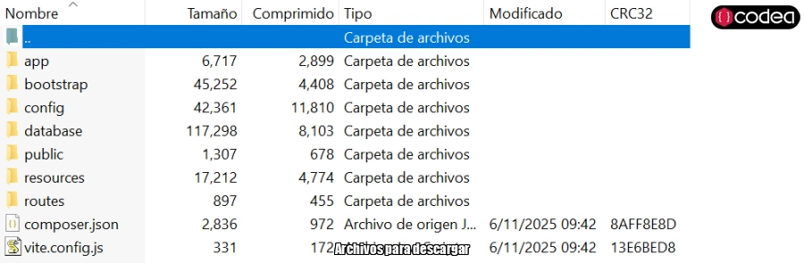 Archivos que incluyen en la descarga
