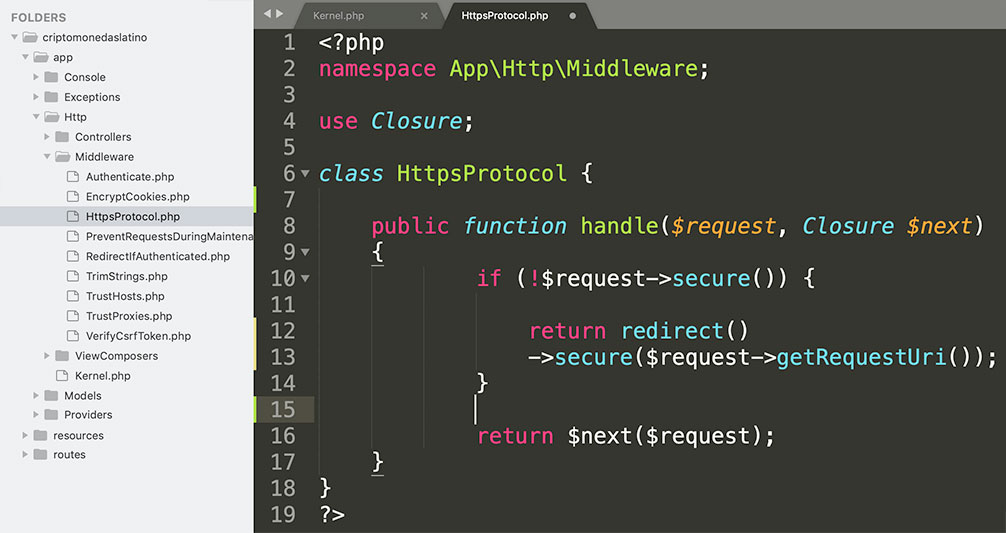 Clase para forzar ssl laravel
