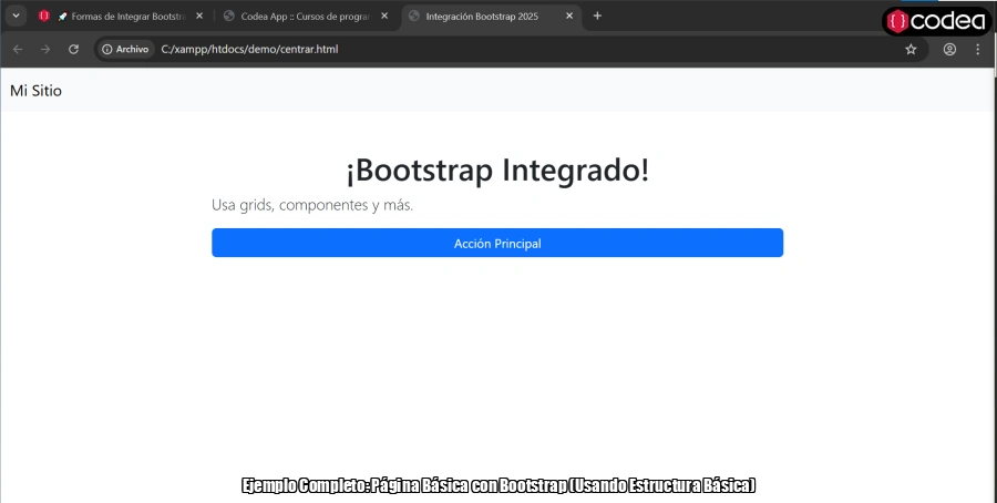 Ejemplo Completo: Página Básica con Bootstrap (Usando Estructura Básica)