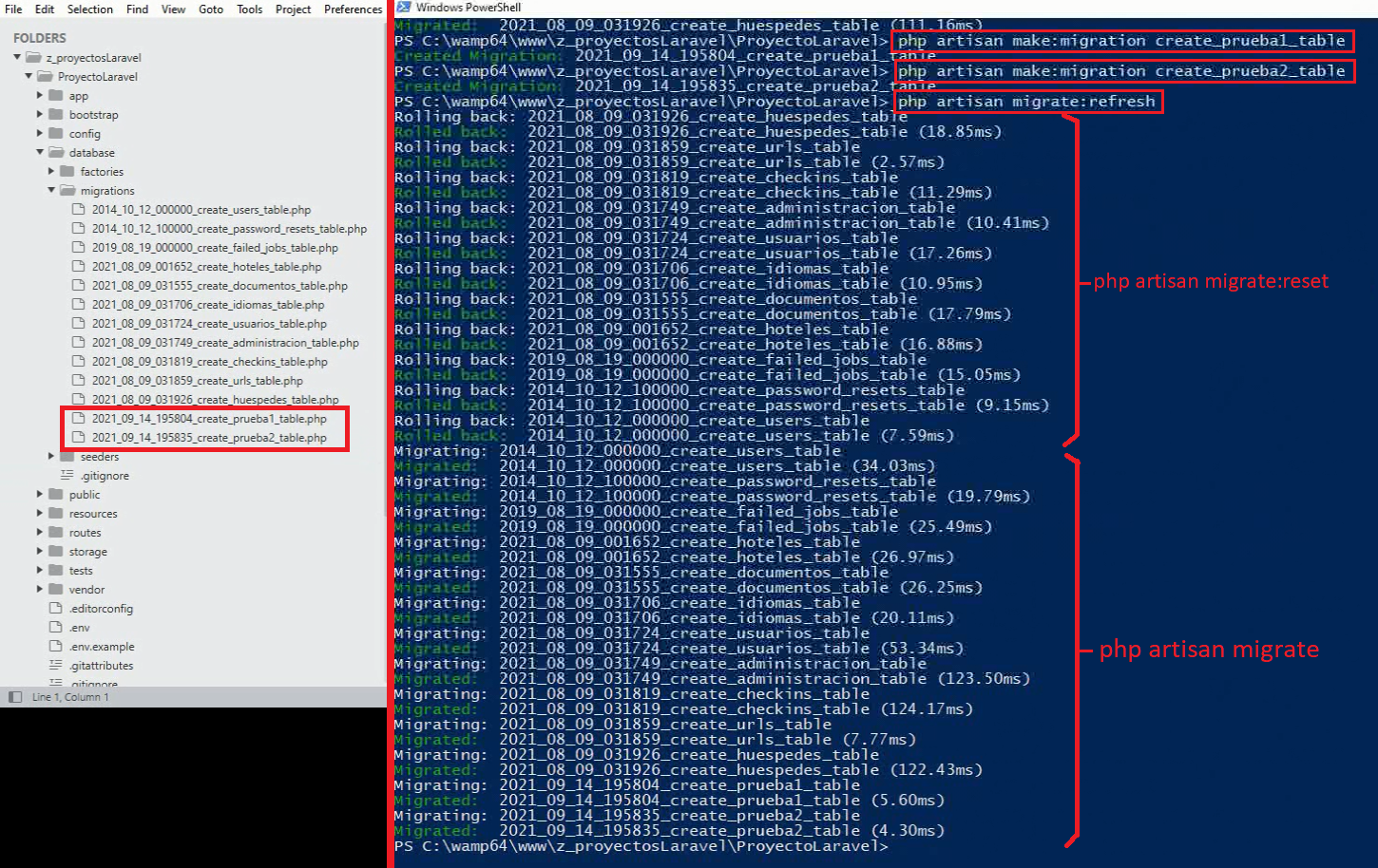 Ejemplo 1: Usando migrate:refresh – Ideal para Ciclos Controlados