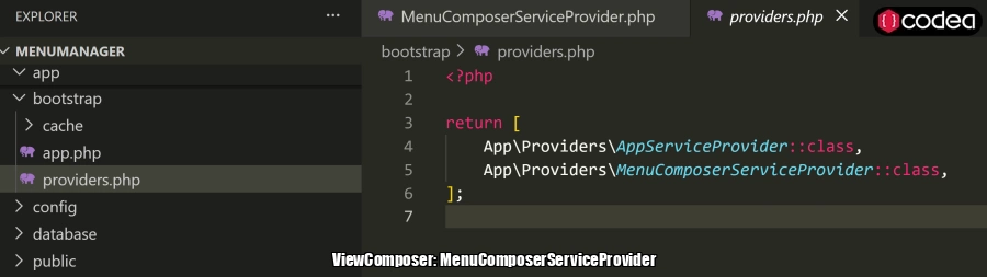 ViewComposer: MenuComposerServiceProvider